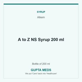 A to Z NS Syrup 200 ml — Alkem, Bottle of 200 ml. Available at Gupta Meds pharmacy, Cuttack.
