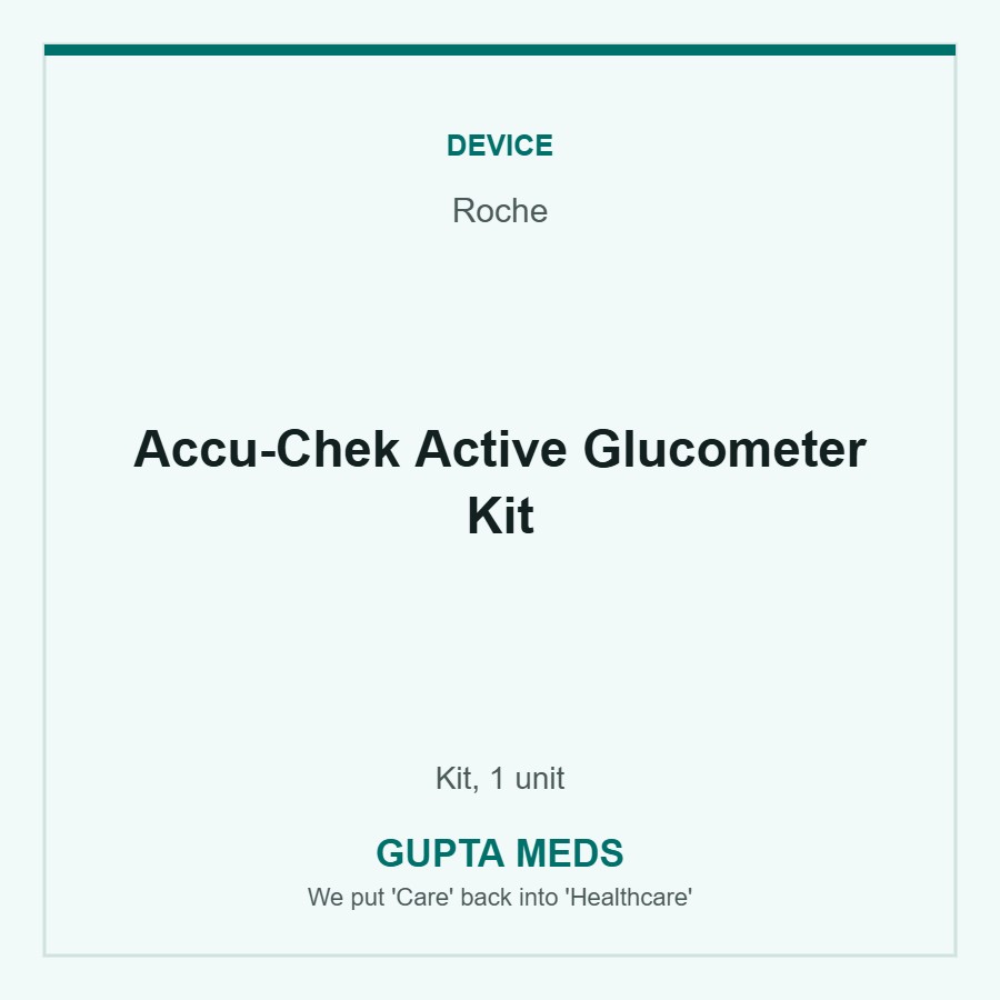Accu-Chek Active Glucometer Kit — Roche, Kit, 1 unit. Available at Gupta Meds pharmacy, Cuttack.
