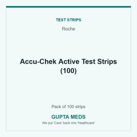Accu-Chek Active Test Strips (100) — Roche, Pack of 100 strips. Available at Gupta Meds pharmacy, Cuttack.