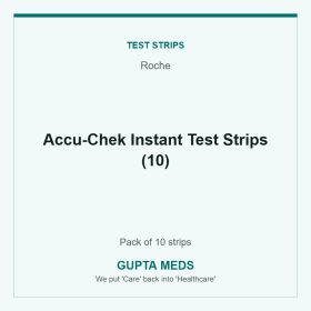 Accu-Chek Instant Test Strips (10) — Roche, Pack of 10 strips. Available at Gupta Meds pharmacy, Cuttack.
