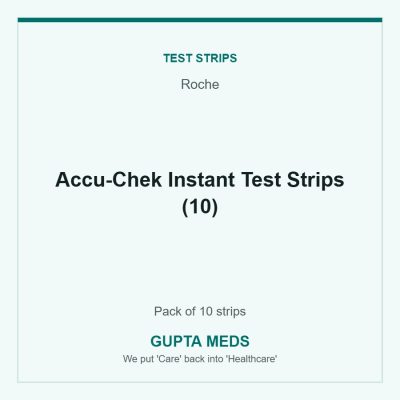 Accu-Chek Instant Test Strips (10) — Roche, Pack of 10 strips. Available at Gupta Meds pharmacy, Cuttack.