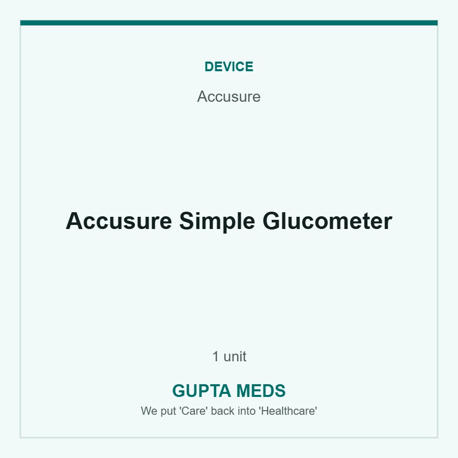 Accusure Simple Glucometer — Accusure, 1 unit. Available at Gupta Meds pharmacy, Cuttack.