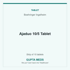 Ajaduo 10/5 Tablet — Boehringer Ingelheim, Strip of 10 tablets. Available at Gupta Meds pharmacy, Cuttack.