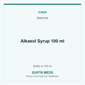 Alkasol Syrup 100 ml — Stadmed, Bottle of 100 ml. Available at Gupta Meds pharmacy, Cuttack.