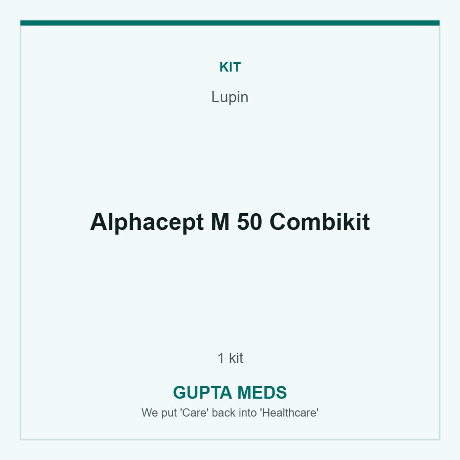 Alphacept M 50 Combikit — Lupin, 1 kit. Available at Gupta Meds pharmacy, Cuttack.