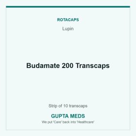 Budamate 200 Transcaps — Lupin, Strip of 10 transcaps. Available at Gupta Meds pharmacy, Cuttack.