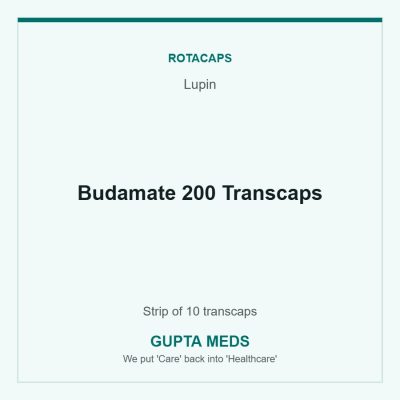 Budamate 200 Transcaps — Lupin, Strip of 10 transcaps. Available at Gupta Meds pharmacy, Cuttack.