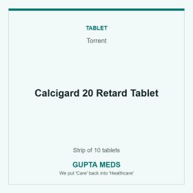 Calcigard 20 Retard Tablet — Torrent, Strip of 10 tablets. Available at Gupta Meds pharmacy, Cuttack.