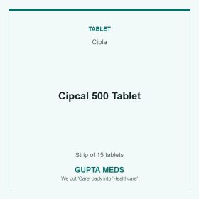 Cipcal 500 Tablet — Cipla, Strip of 15 tablets. Available at Gupta Meds pharmacy, Cuttack.