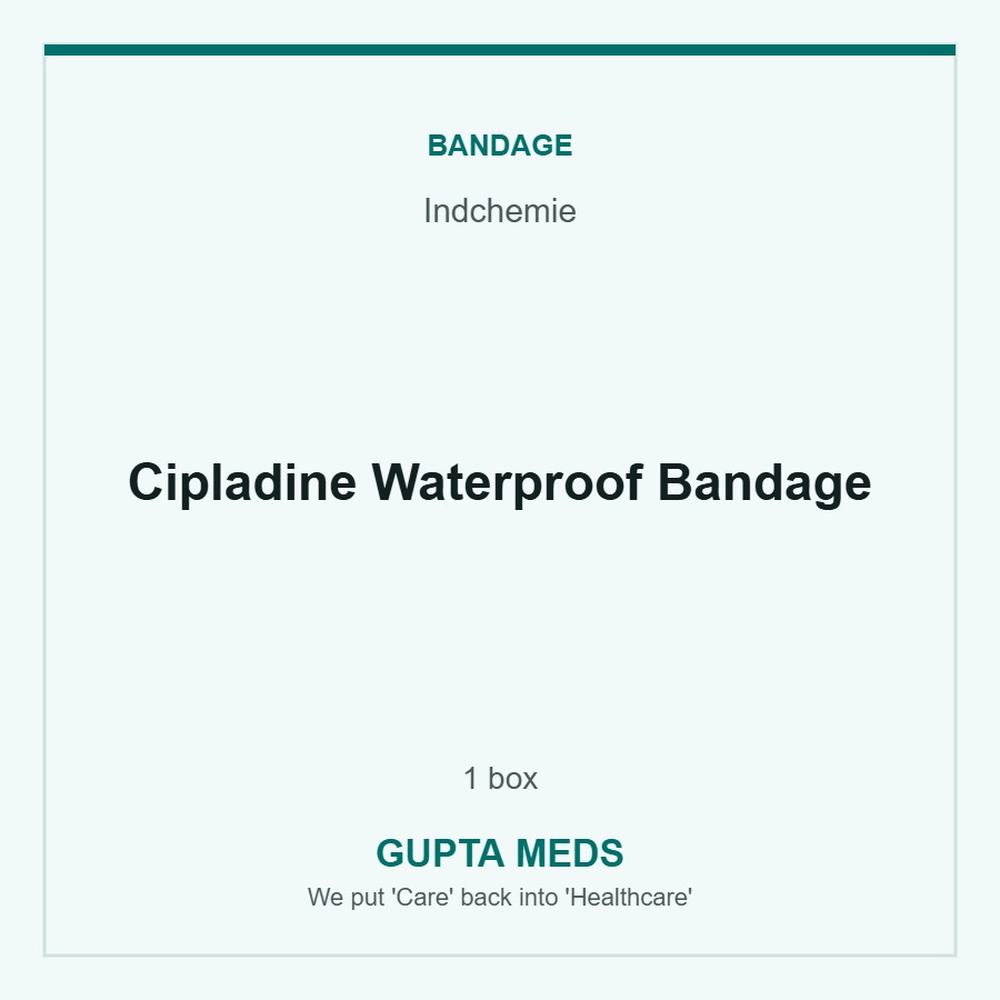Cipladine Waterproof Bandage — Indchemie, 1 box. Available at Gupta Meds pharmacy, Cuttack.