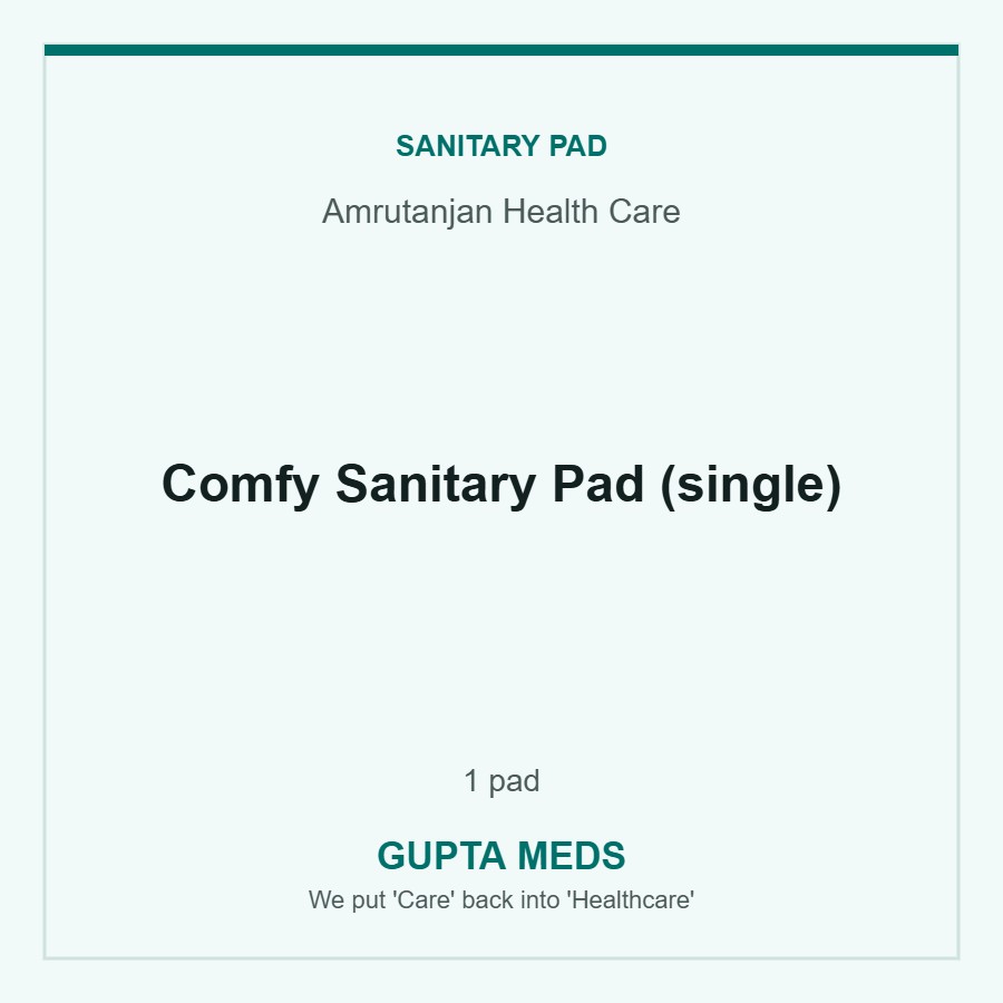 Comfy Sanitary Pad (single) — Amrutanjan Health Care, 1 pad. Available at Gupta Meds pharmacy, Cuttack.