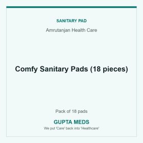 Comfy Sanitary Pads (18 pieces) — Amrutanjan Health Care, Pack of 18 pads. Available at Gupta Meds pharmacy, Cuttack.