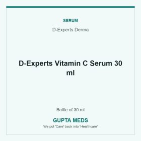 D-Experts Vitamin C Serum 30 ml — D-Experts Derma, Bottle of 30 ml. Available at Gupta Meds pharmacy, Cuttack.
