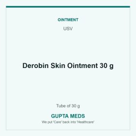 Derobin Skin Ointment 30 g — USV, Tube of 30 g. Available at Gupta Meds pharmacy, Cuttack.