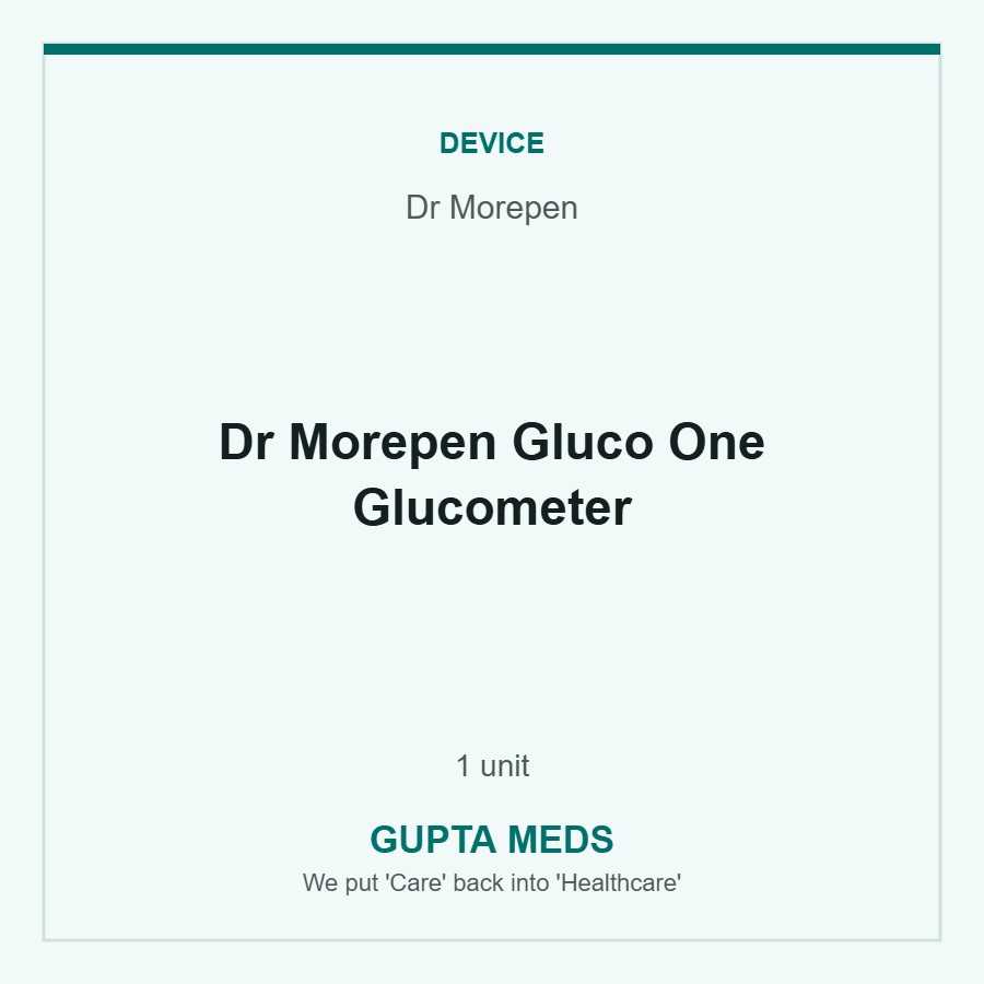 Dr Morepen Gluco One Glucometer — Dr Morepen, 1 unit. Available at Gupta Meds pharmacy, Cuttack.