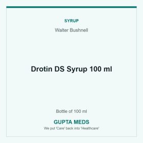 Drotin DS Syrup 100 ml — Walter Bushnell, Bottle of 100 ml. Available at Gupta Meds pharmacy, Cuttack.