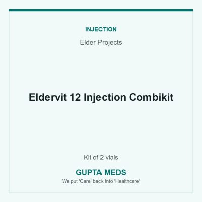 Eldervit 12 Injection Combikit — Elder Projects, Kit of 2 vials. Available at Gupta Meds pharmacy, Cuttack.