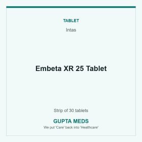 Embeta XR 25 Tablet — Intas, Strip of 30 tablets. Available at Gupta Meds pharmacy, Cuttack.