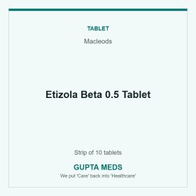 Etizola Beta 0.5 Tablet — Macleods, Strip of 10 tablets. Available at Gupta Meds pharmacy, Cuttack.