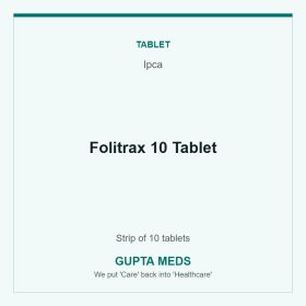 Folitrax 10 Tablet — Ipca, Strip of 10 tablets. Available at Gupta Meds pharmacy, Cuttack.