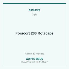 Foracort 200 Rotacaps — Cipla, Pack of 30 rotacaps. Available at Gupta Meds pharmacy, Cuttack.