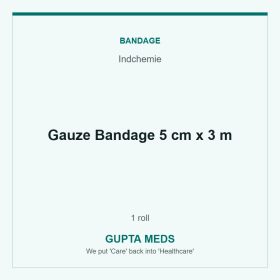 Gauze Bandage 5 cm x 3 m — Indchemie, 1 roll. Available at Gupta Meds pharmacy, Cuttack.