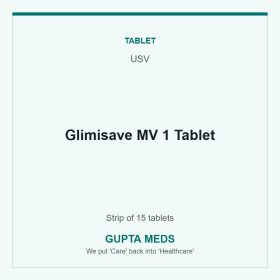 Glimisave MV 1 Tablet — USV, Strip of 15 tablets. Available at Gupta Meds pharmacy, Cuttack.