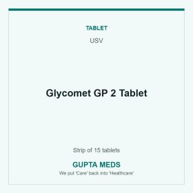 Glycomet GP 2 Tablet — USV, Strip of 15 tablets. Available at Gupta Meds pharmacy, Cuttack.
