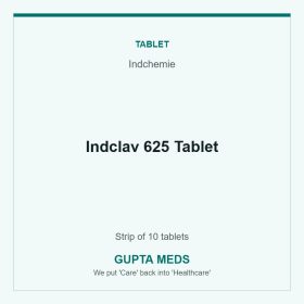 Indclav 625 Tablet — Indchemie, Strip of 10 tablets. Available at Gupta Meds pharmacy, Cuttack.