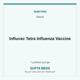 Influvac Tetra Influenza Vaccine — Abbott, 1 prefilled syringe. Available at Gupta Meds pharmacy, Cuttack.