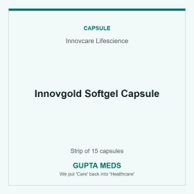 Innovgold Softgel Capsule — Innovcare Lifescience, Strip of 15 capsules. Available at Gupta Meds pharmacy, Cuttack.