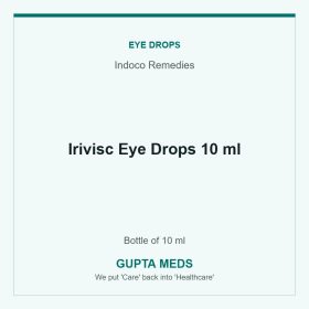 Irivisc Eye Drops 10 ml — Indoco Remedies, Bottle of 10 ml. Available at Gupta Meds pharmacy, Cuttack.