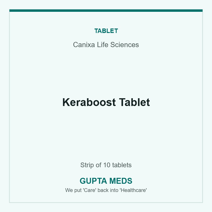 Keraboost Tablet — Canixa Life Sciences, Strip of 10 tablets. Available at Gupta Meds pharmacy, Cuttack.