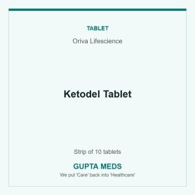Ketodel Tablet — Oriva Lifescience, Strip of 10 tablets. Available at Gupta Meds pharmacy, Cuttack.