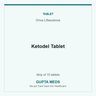 Ketodel Tablet — Oriva Lifescience, Strip of 10 tablets. Available at Gupta Meds pharmacy, Cuttack.