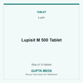 Lupisit M 500 Tablet — Lupin, Strip of 10 tablets. Available at Gupta Meds pharmacy, Cuttack.