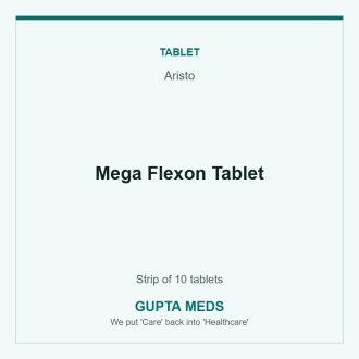 Mega Flexon Tablet — Aristo, Strip of 10 tablets. Available at Gupta Meds pharmacy, Cuttack.