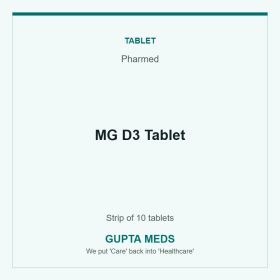 MG D3 Tablet — Pharmed, Strip of 10 tablets. Available at Gupta Meds pharmacy, Cuttack.
