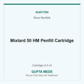 Mixtard 50 HM Penfill Cartridge — Novo Nordisk, Cartridge of 3 ml. Available at Gupta Meds pharmacy, Cuttack.