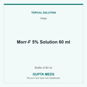 Morr-F 5% Solution 60 ml — Intas, Bottle of 60 ml. Available at Gupta Meds pharmacy, Cuttack.