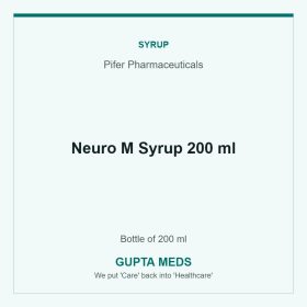 Neuro M Syrup 200 ml — Pifer Pharmaceuticals, Bottle of 200 ml. Available at Gupta Meds pharmacy, Cuttack.