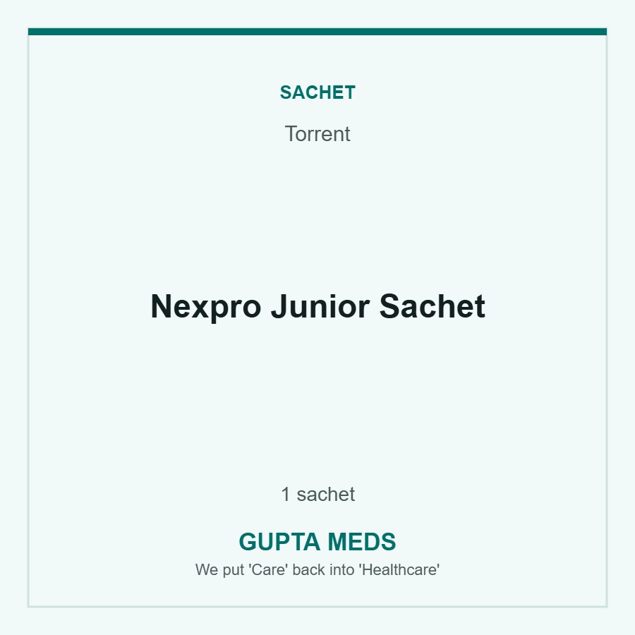 Nexpro Junior Sachet — Torrent, 1 sachet. Available at Gupta Meds pharmacy, Cuttack.