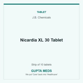 Nicardia XL 30 Tablet — J.B. Chemicals, Strip of 10 tablets. Available at Gupta Meds pharmacy, Cuttack.