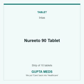Nureeto 90 Tablet — Intas, Strip of 10 tablets. Available at Gupta Meds pharmacy, Cuttack.