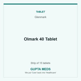 Olmark 40 Tablet — Glenmark, Strip of 15 tablets. Available at Gupta Meds pharmacy, Cuttack.