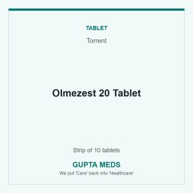 Olmezest 20 Tablet — Torrent, Strip of 10 tablets. Available at Gupta Meds pharmacy, Cuttack.
