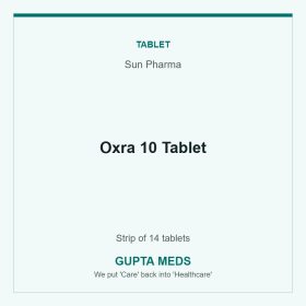 Oxra 10 Tablet — Sun Pharma, Strip of 14 tablets. Available at Gupta Meds pharmacy, Cuttack.