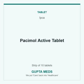Pacimol Active Tablet — Ipca, Strip of 10 tablets. Available at Gupta Meds pharmacy, Cuttack.