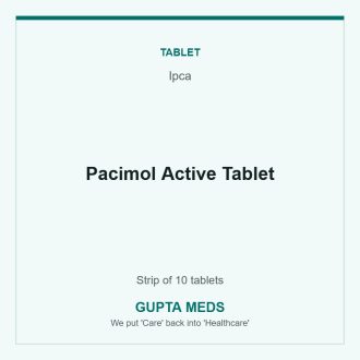 Pacimol Active Tablet — Ipca, Strip of 10 tablets. Available at Gupta Meds pharmacy, Cuttack.