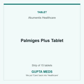 Palmiges Plus Tablet — Akumentis Healthcare, Strip of 15 tablets. Available at Gupta Meds pharmacy, Cuttack.